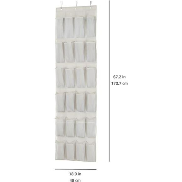 Over Door Hanging Shoe Organizer 24 Pocket Rack Holder Closet Storage Grey - Picture 2 of 8